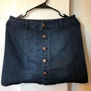 Navy Blue Button Down Jean Skirt